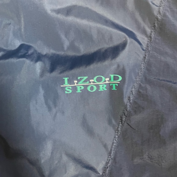 Vintage Mens Izod Sport Windbreaker. Navy blue with green accents. Mens XL - Picture 2 of 6